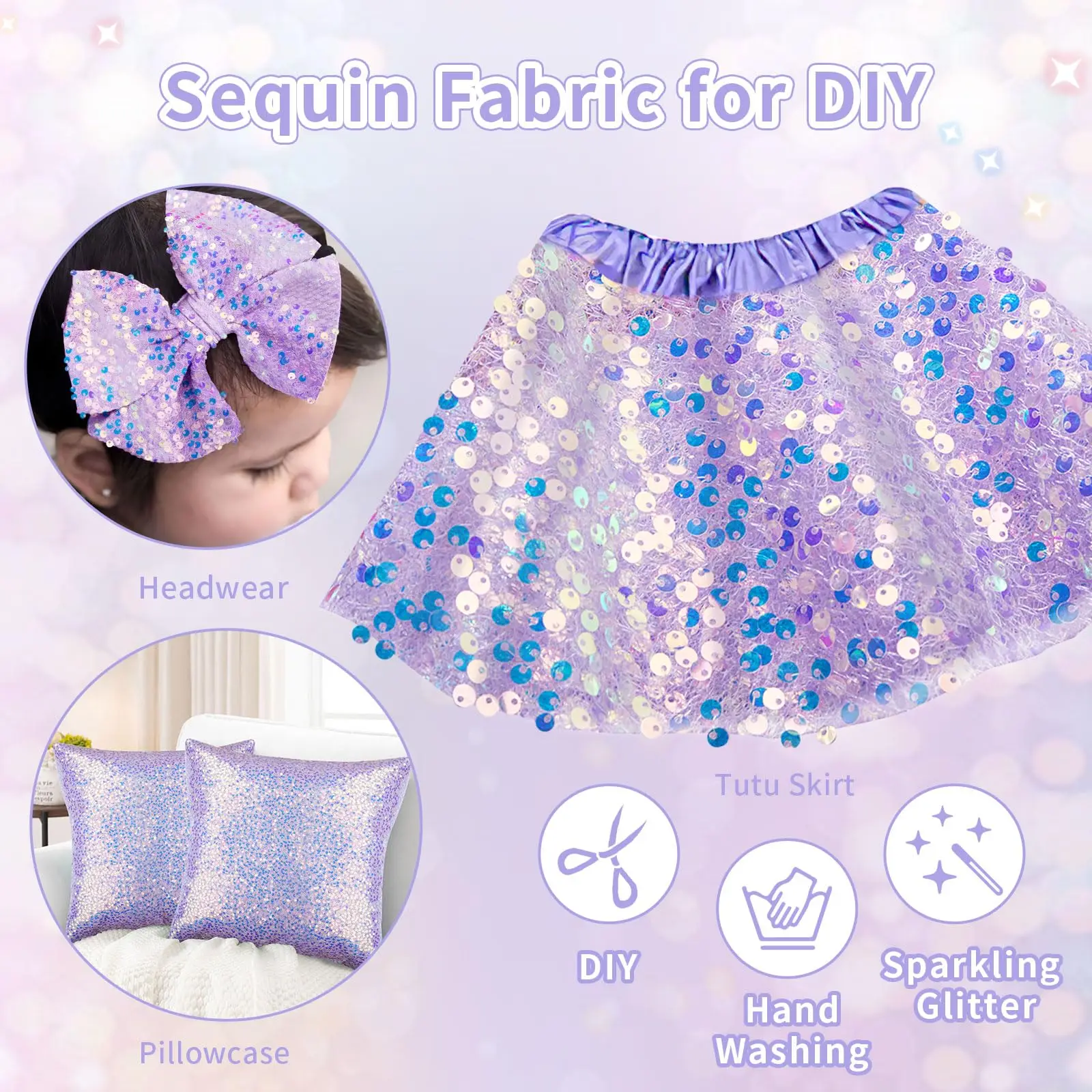 Sequin Fabric Iridescent Mermaid Glitter Fabric Pink Sparkly Fabric for Wedding Costumes Sewing Dress Tablecloth DIY Crafts Gift view 3