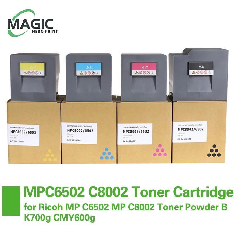 

Картридж для тонера Magic Hero MPC8002 MPC6502, картридж для Ricoh MP C6502 MP C8002, тонерный порошок C5100s C5110sp BK700g CMY600g, 1 шт.