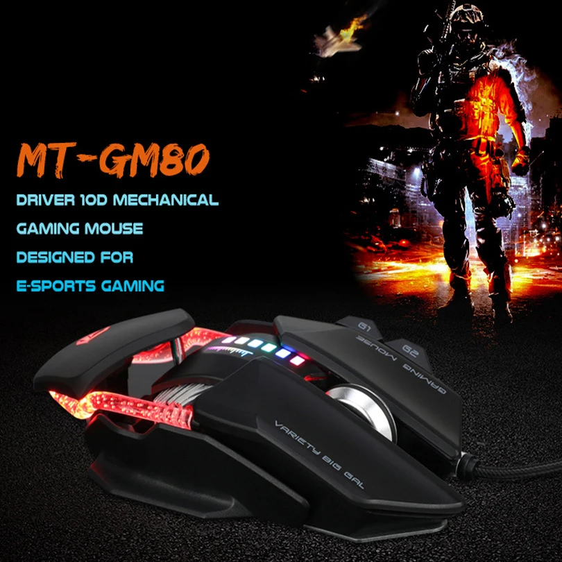 Gm80 Usb Wired Led Dazzle Light Effect Transformers Game E-Sports Mechanical Mouse