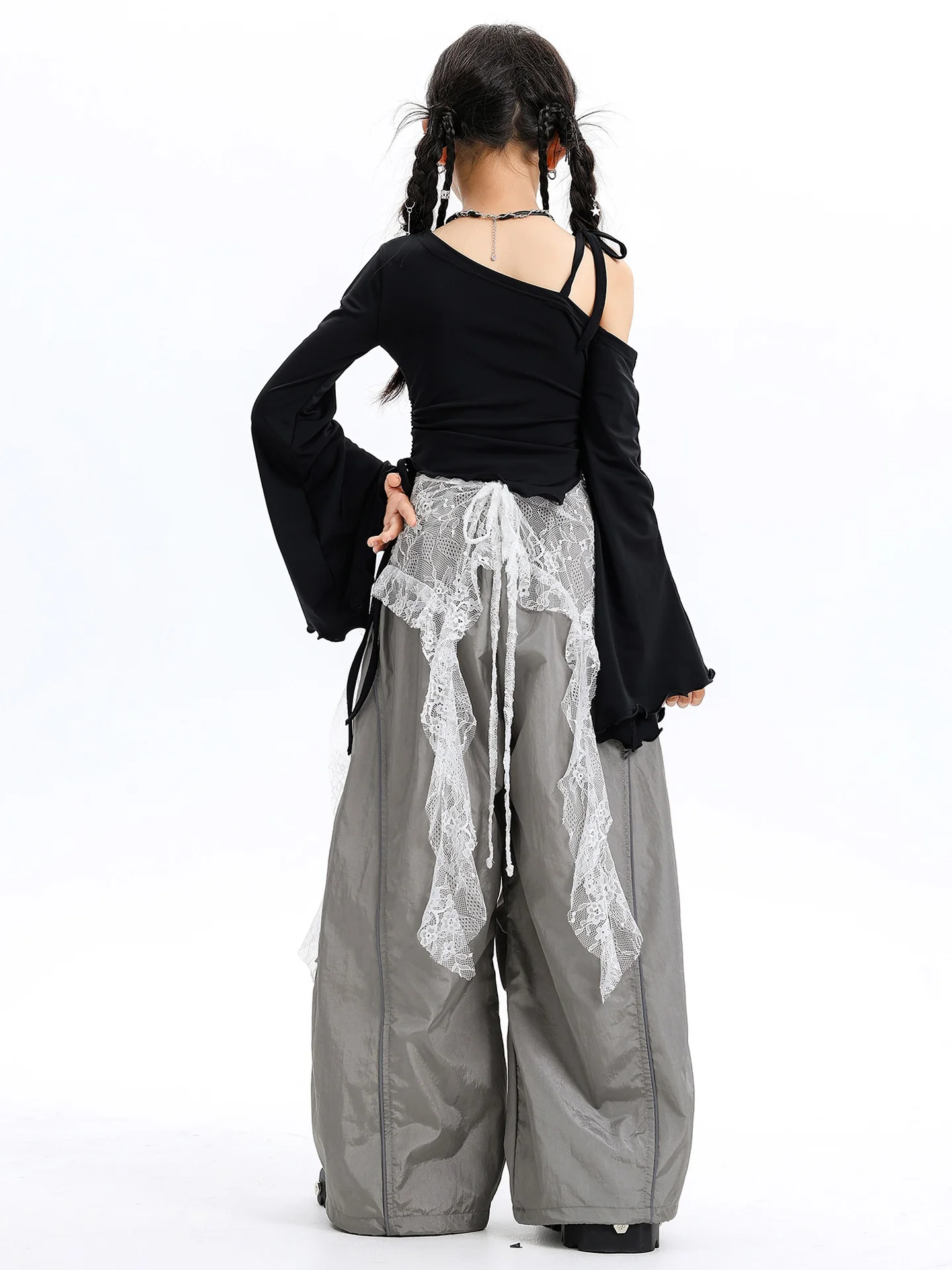 2025 Kinderen Jazz Moderne Dansvoorstelling Kostuums Voor Meisjes Crop Top Cargo Broek Streetwear Hip Hop Dans Kleding DQS 20727