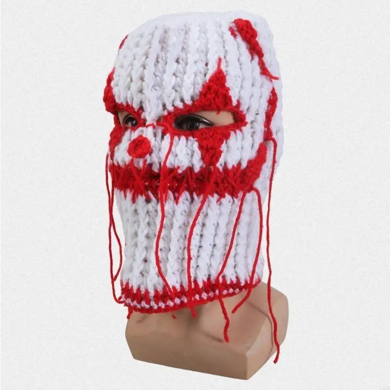 Spooky Knitted Beanie Hat Halloween Bleeding Balaclava Hat