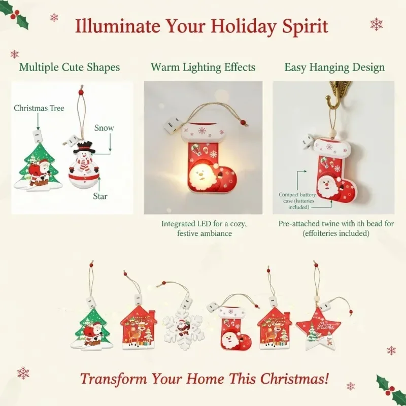 عطلة ثلج LED بطارية تعمل بالطاقة الديكور تصميم معلق مقاومة الطقس لعرض نافذة شجرة عيد الميلاد ديكور الحفلات