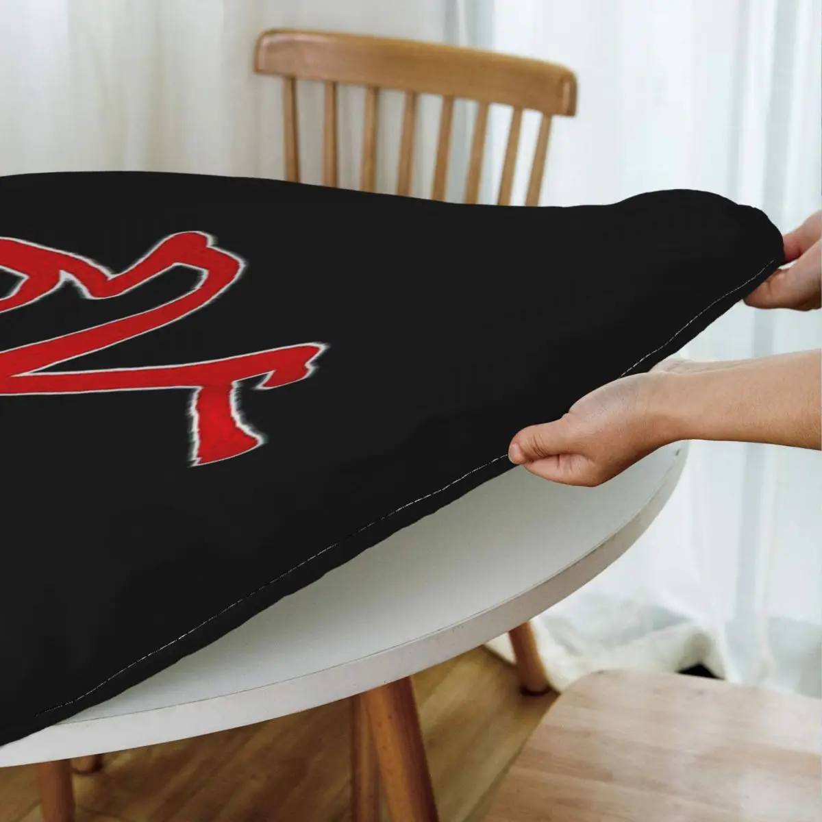 EddsWorld Red Arm Waterproof Round Tablecloth Oilproof Table Cloth for Kitchen Events Dining Table Cover