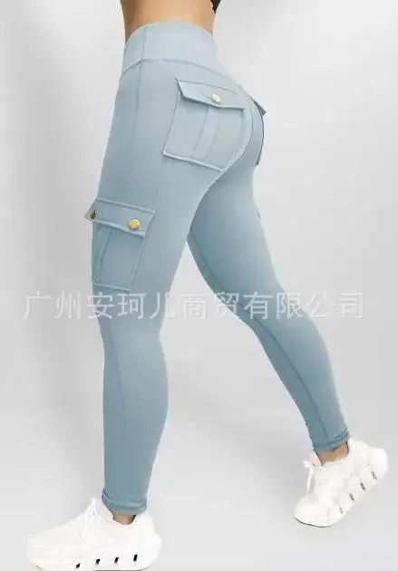 CPSYMYM ผู้หญิงกางเกงฤดูร้อนออกแบบกระเป๋าสบายๆเอวสูงผอมแห้งเร็วฟิตเนสโยคะวิ่งกางเกง Streetwea