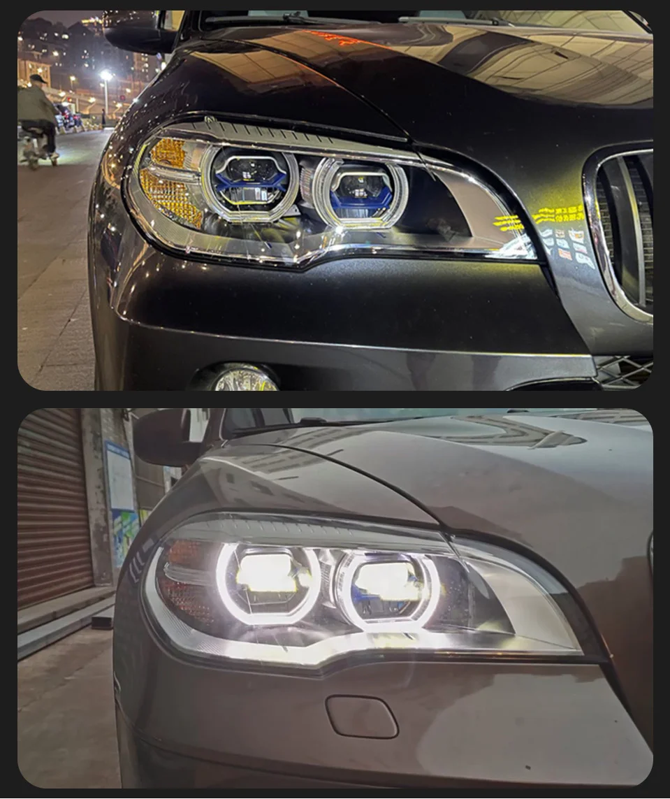 Für 2007–2013 BMW X5 Scheinwerferbaugruppe E70 Modell, neue Angel-Eye-Tagfahrlichter und LED-Scheinwerfer