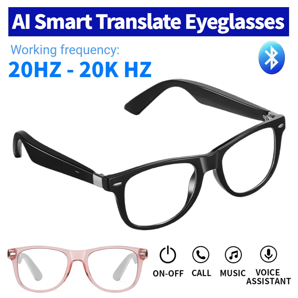 

Intelligent Translator Glasses BT Call Portable Music Play Glasses IP67 Waterproof Wireless Sports Sun Glasses for Office School