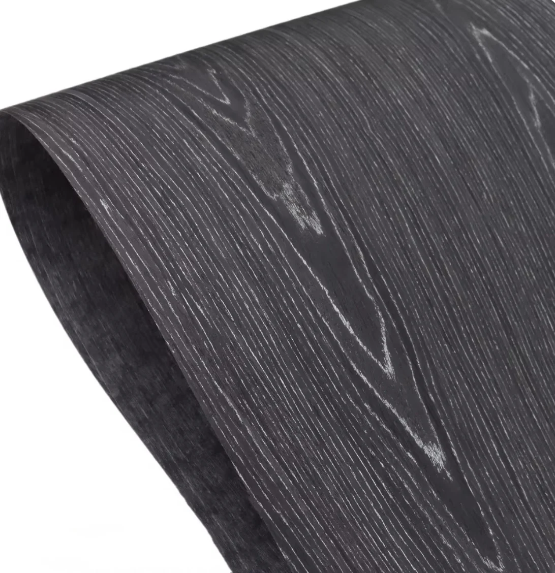 L:2.5meters W:580mm T:0.25mm Black oak patterned technology wood veneer Furniture veneer board wooden door speaker decoration
