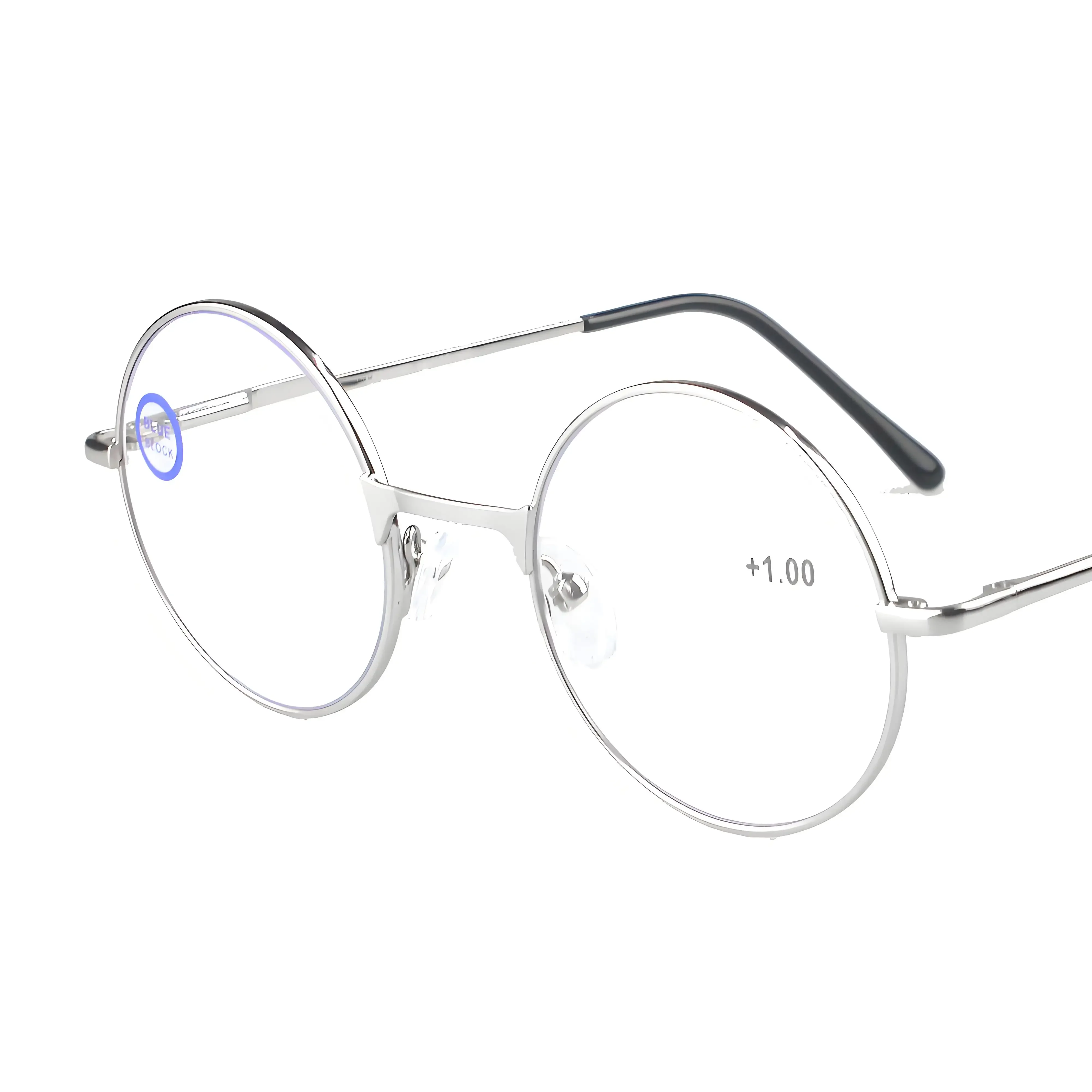 

Reading Glasses Woman and Men Circlar Anti Blue Metal Extra Large for Small Face Magnifying glasses Silver 1 1.5 2 2.5 3 3.5