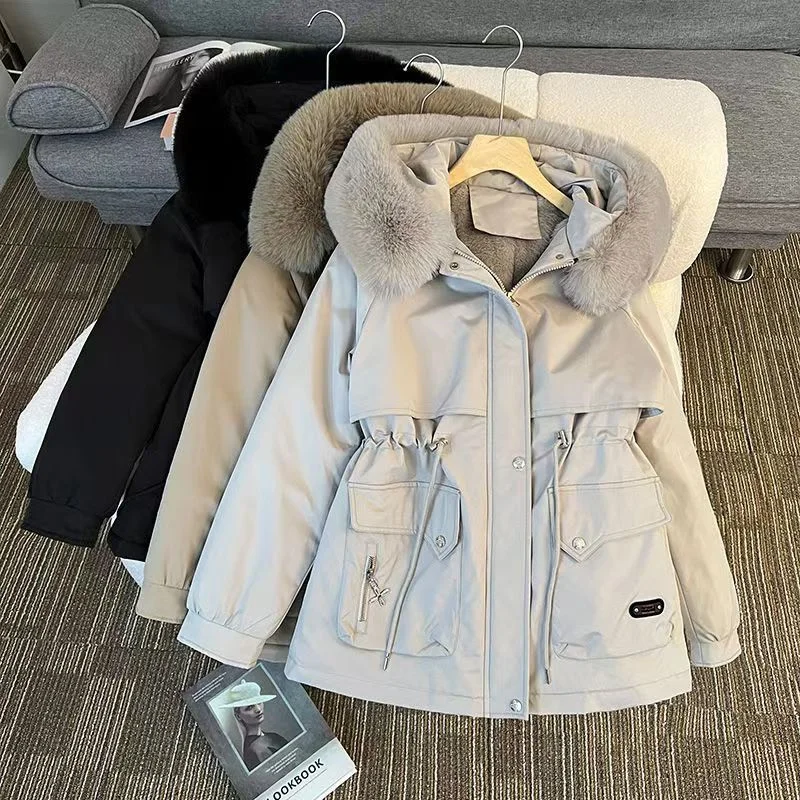 Pai Overcome Women 2025 New Cotton-padded Coat Korean Version Of Loose Cotton-padded Coat With Large Fur Collar Short In Winter