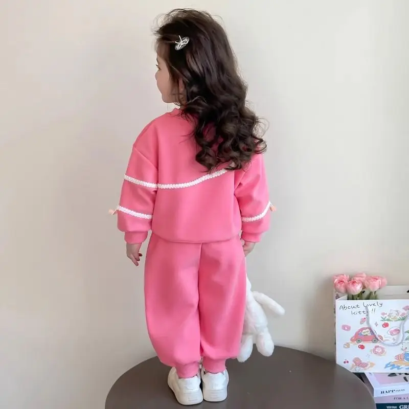 Girls Soft Comfy Spring Casual Hoodie Sweatshirt Pants 2 Piece Set Toddler Sportswear Kids Outfit for Daily Wear School Play