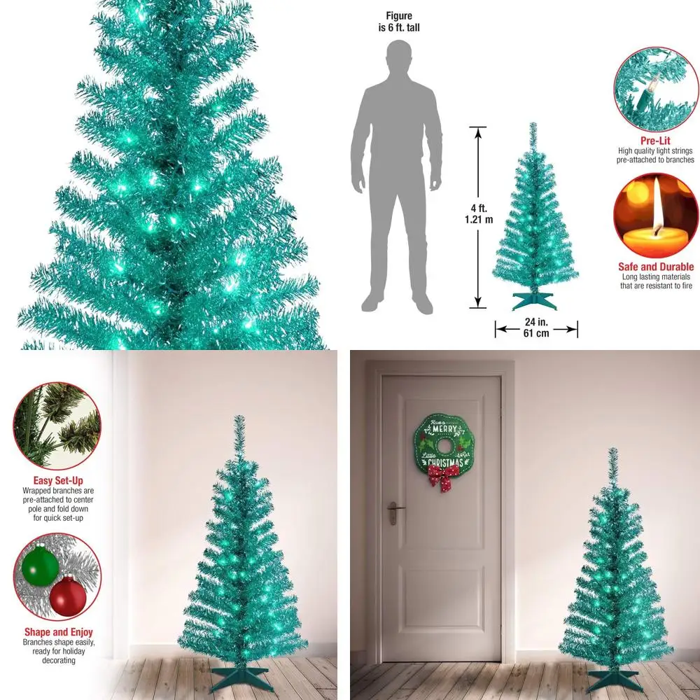 

4-Foot Pre-Lit Mini Christmas Tree with 70 Clear Lights and 110 Tips, Includes Stand