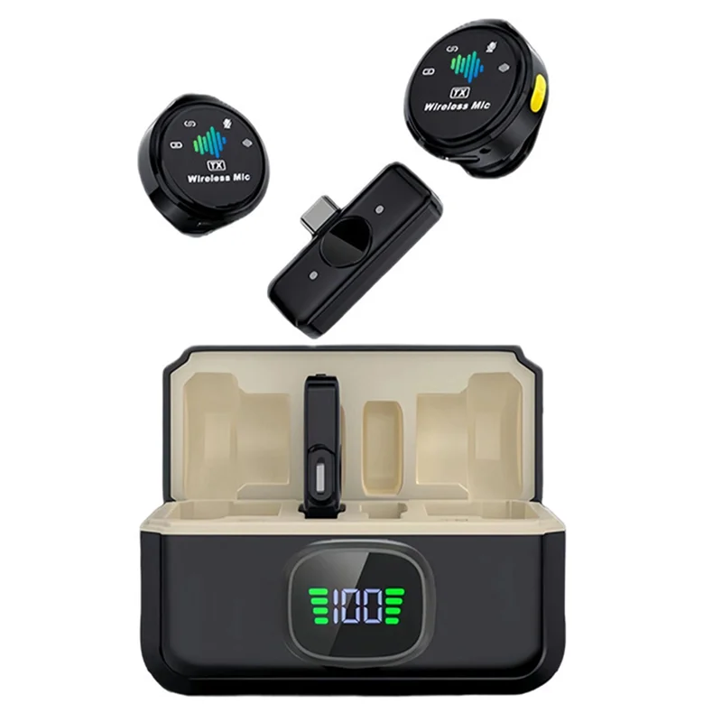 Micrófono Lavalier inalámbrico A25P con estuche de carga micrófono con chip Plug And Play 2,4G