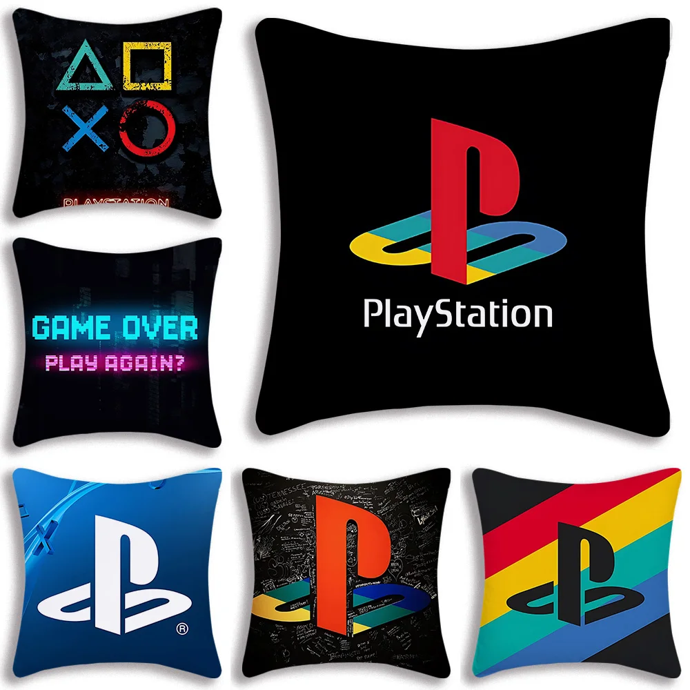 Pillow Covers Cartoon PS4 PlayStations Sofa Decorative Home Double-sided Printing Short Plush Cute Cushion Cover