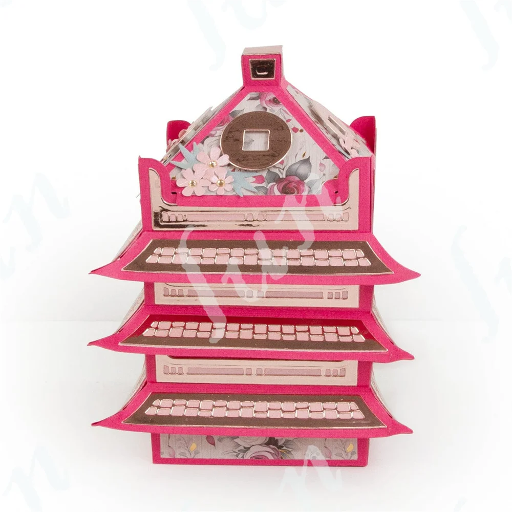 New Pretty Pagoda Gift Box Die Cut Metal Cutting Dies Stencils for DIY Scrapbooking Photo Album Paper Card Embossing Molds - Image 5