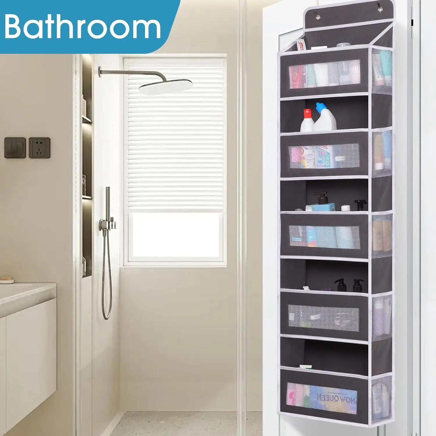 5-Tier Diaper Organizer Hanging Storage Bag with 10 Pockets, Door Hanging Oxford Portable Diaper Caddy for Baby Shower Gift