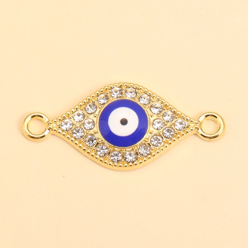 10Pcs Mix Crystal Turkish Blue Evil Eye Charms Gold Plated Zircon Pendants Connector For Necklace Bracelet DIY Jewelry Accessori