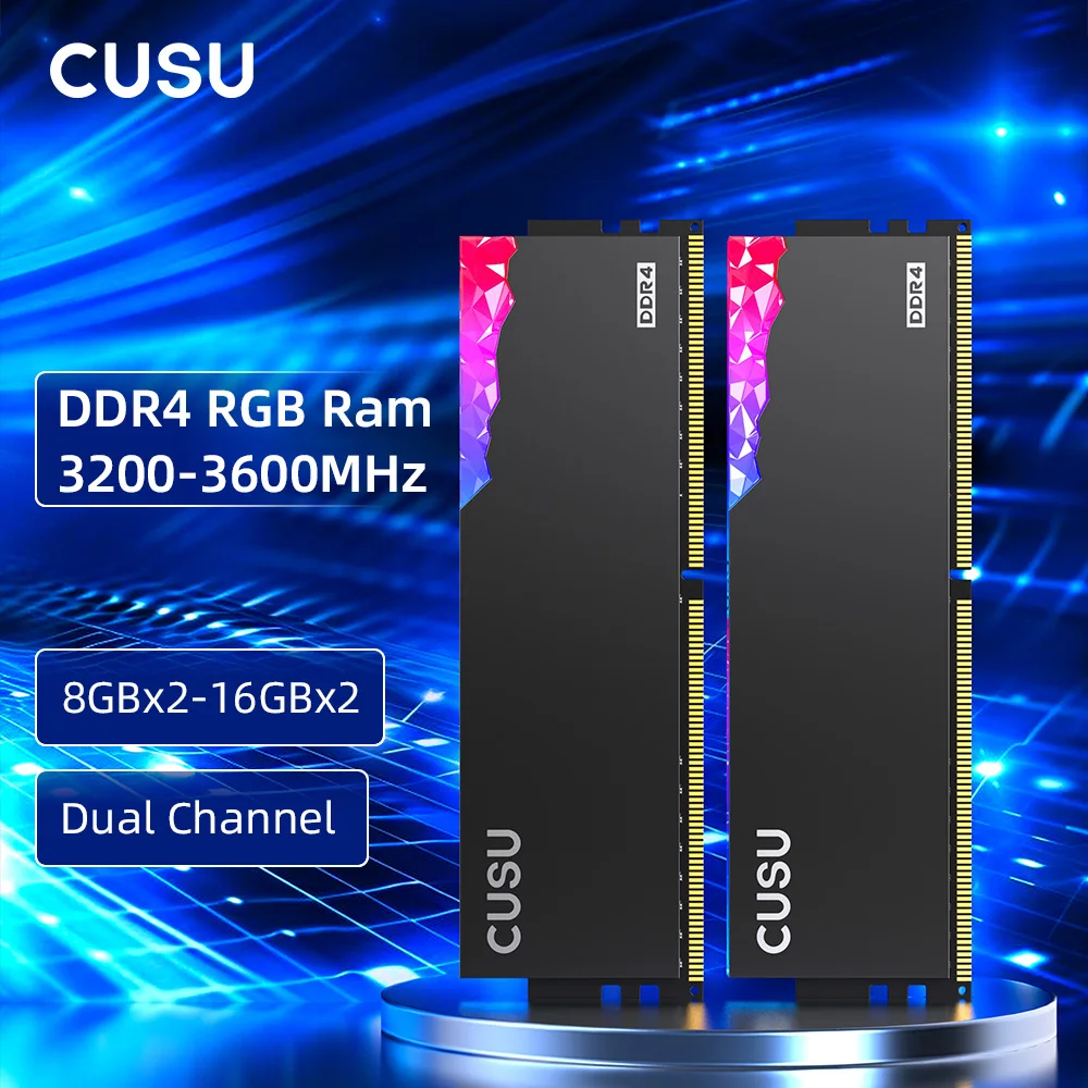 CUSU Memoria Ram DDR4 16gb 3200gb 3600mhz Rgb DDR4 8gb 288pin UDIMM Ram Memory Dual Channel for diy gaming computer