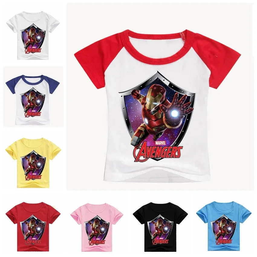 

Summer T Shirt Kid Cartoon Marvel Avengers Iron Man Clothes Baby Boys Short Sleeve Tops Infant Cotton Tees Toddler Girls Outfits