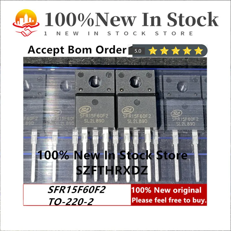 100% NEW ORIGINAL SFR15F60F2 TO220F-2 SFR15F60T2 TO220-2 15A 600V Fast Recovery Diode