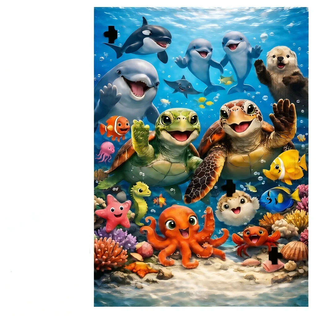 Animal Jigsaw Puzzle - Cute Sea Creatures,Winter Squirrel & Bird, Kookaburra, Funny Cats on Shelves - Adult Kids Relaxation Gift