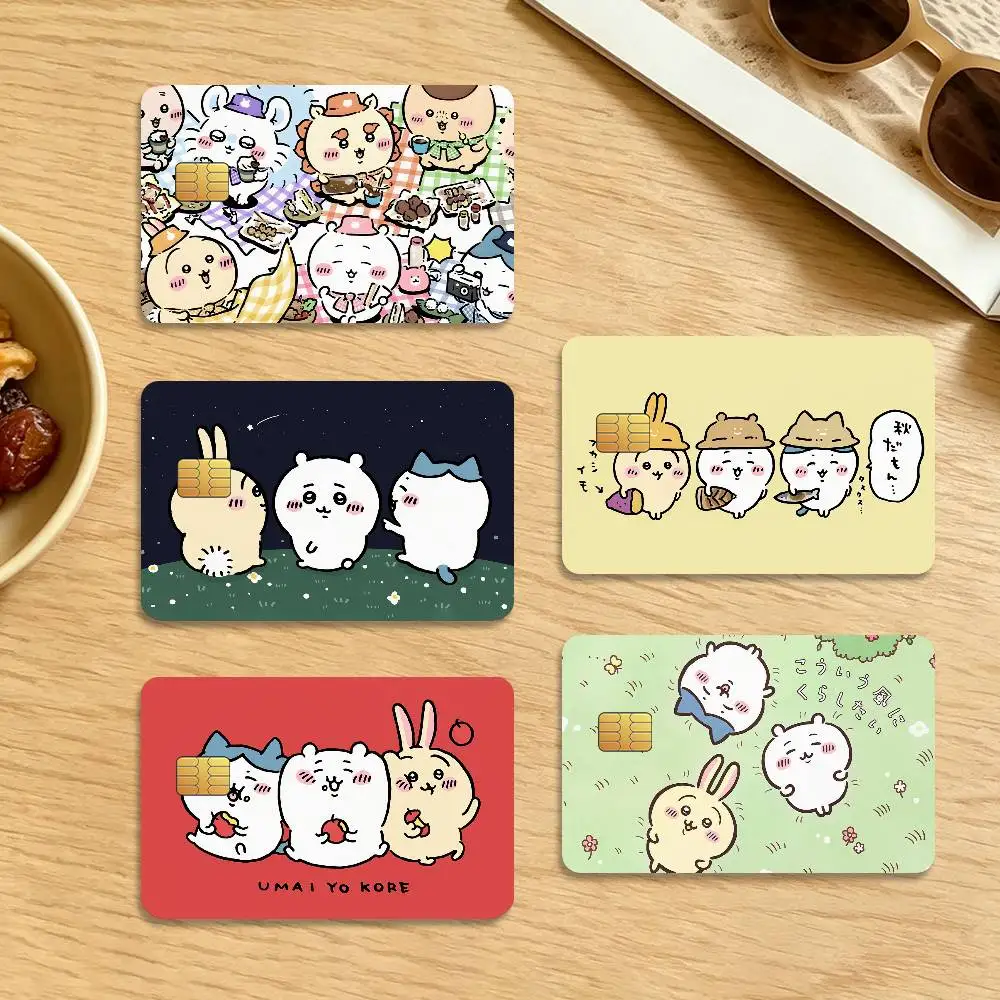 Cartoon Kawaii C-Chiikawa Waterproof Anti-Scratch Card Skin Stickers 4Pcs Stylish Decor Covers for Credit & Debit Cards