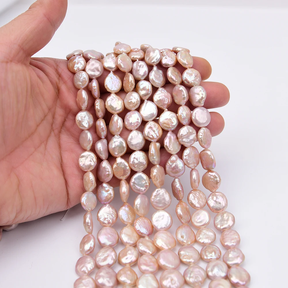 APDGG 2 Strands Cultured Lavender Color Coin Keshi Pearl Loose Beads 15