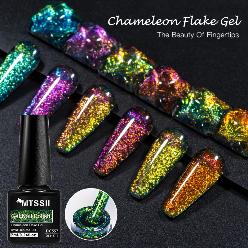 Chameleon Flake Nail Gel Polish Sparkling Glitter Laser Semi Permanent Nails Art Soak Off UV Gel Varnish Nail Supplies Manicure