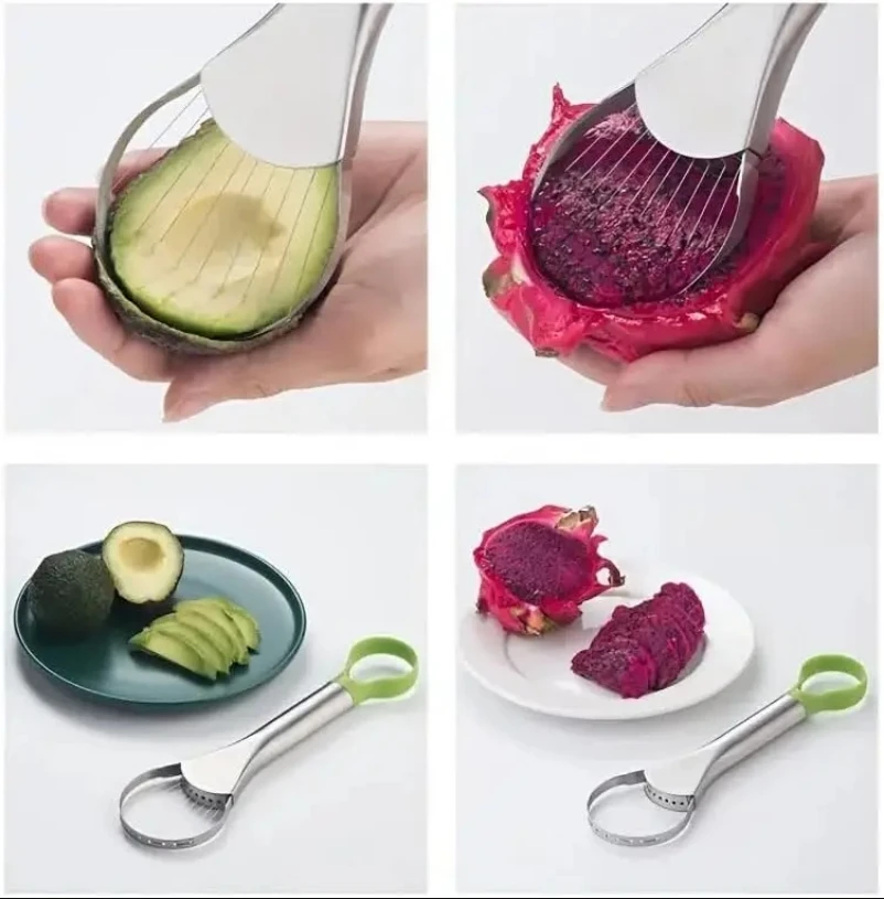 

Stainless Steel Avocado Cutter Avocado Slicer Tool Slicer and Avocado Pit Remover Kitchen Gadgets Fruit Cutting Artifact