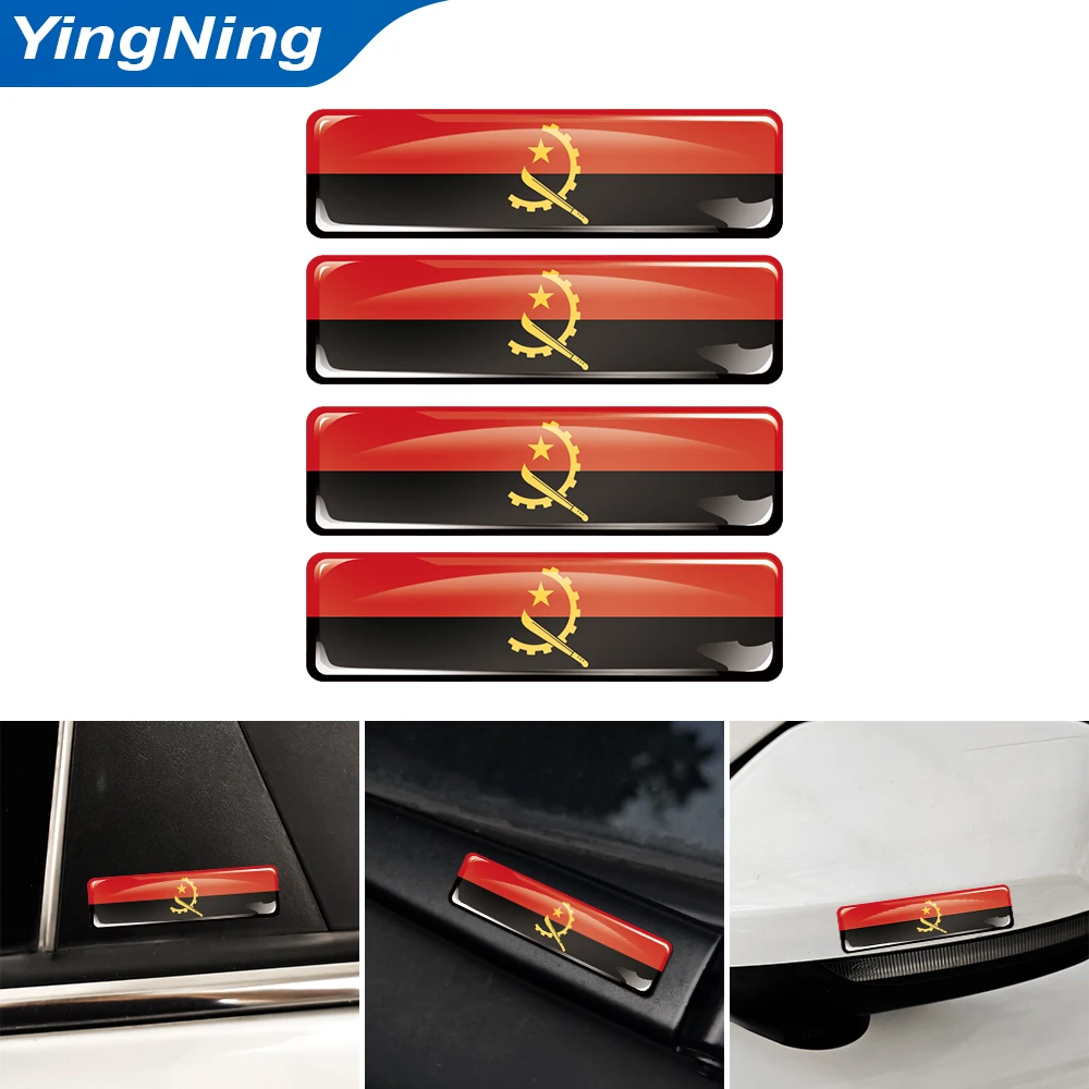 

4Pcs Angola Flag Car Sticker 3D Epoxy Resin Decal Angolan National Flag Stripe for Auto Door Bumper Trunk Decoration Accessories