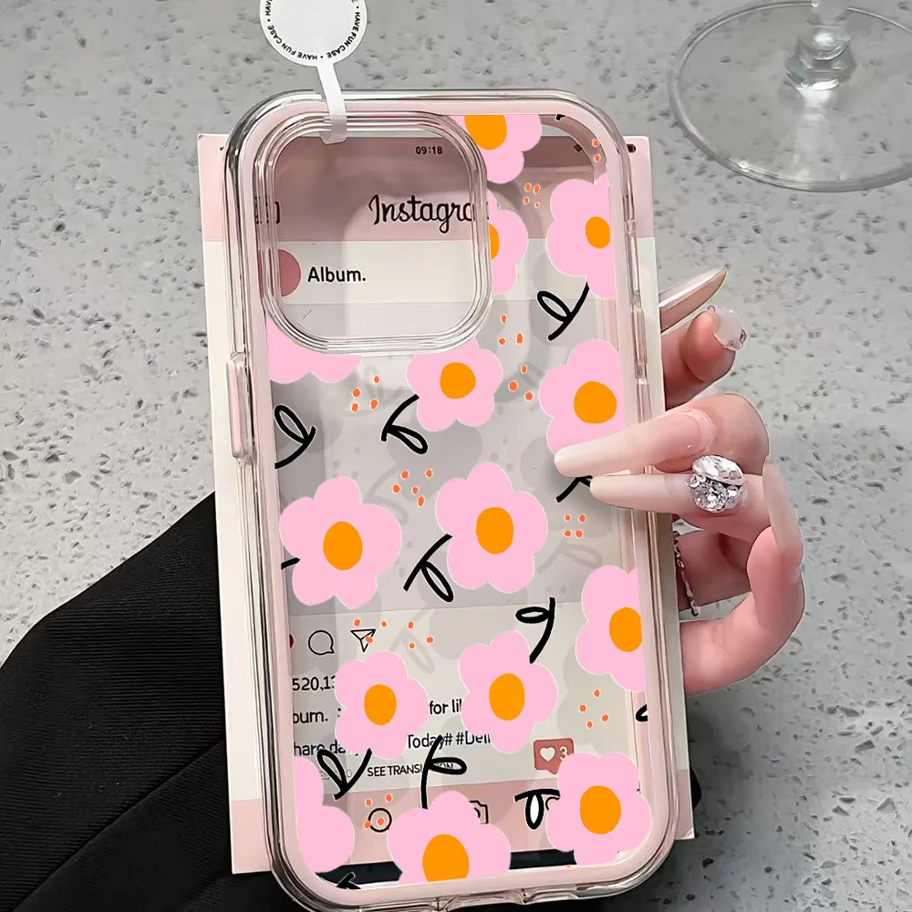 Cartoon Flowers Phone Cases For Samsung Galaxy S26 Ultra S25 S24 edge s22 s23 Plus FE A57 A54 A55 A16 A35 A36 A37 5G Clear Cover
