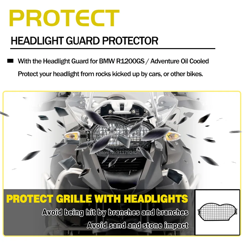 R1200GS Headlight Guard Protector Cover For BMW R1200GSA R 1200 GS Adv 2004-2008-2012 Motorcycle Head Light Protection Grill