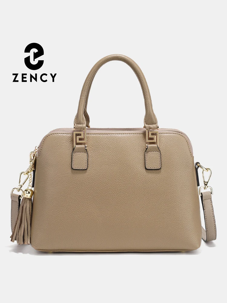 

Zency 2025 Winter Women 100% Genuine Leather Shoulder Bag Ladies Crossbody Bag Elegant Tassel Top Handle Bag For Commuters Purse