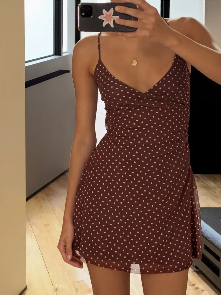 MsChuh Summer New Party Dresses For Woman Sexy Sleeveless Polka Dot Dress Slim Contrast Vestidos Bodycon package Hip Temperament