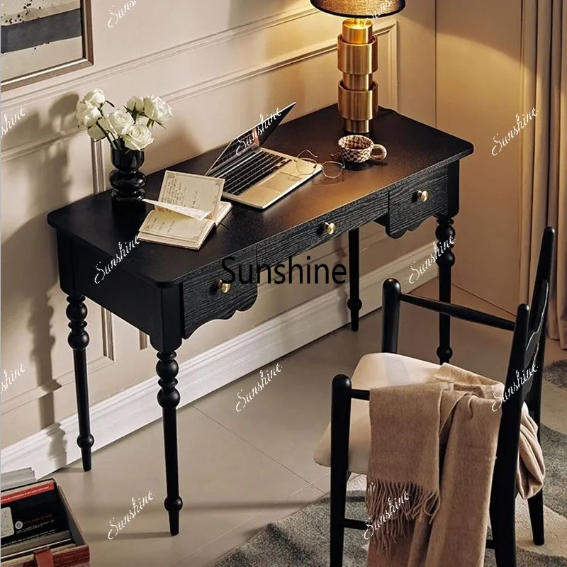 French retro solid wood writing desk desk