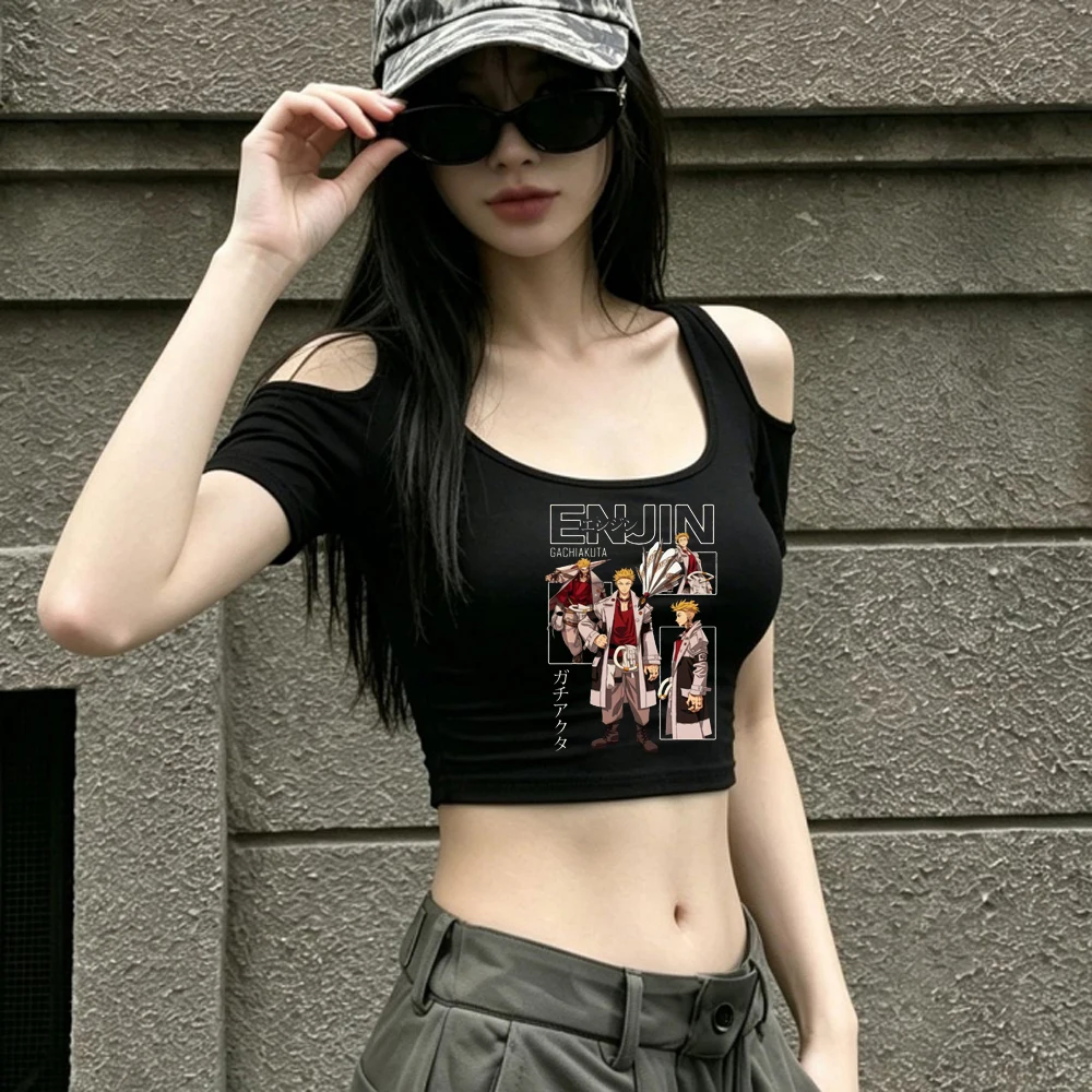 Gachiakuta cropped top women dollette cheap summer funny alternative  t shirt meme emo japan scene  summer