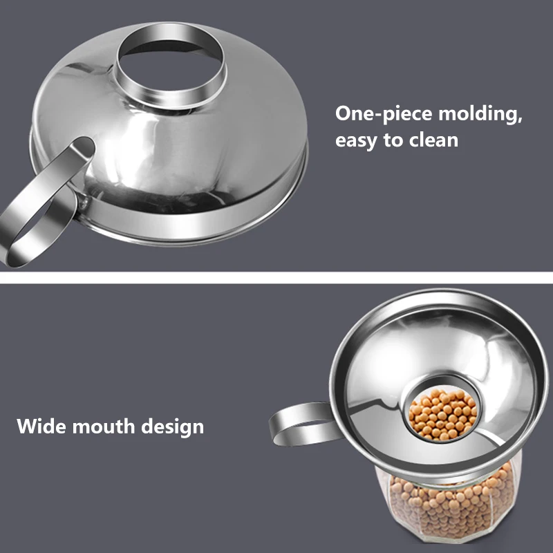 Stainless Steel Wide Mouth Funnel Thickened Salad Sauce Funnel Oil Drain Household Sauce Bottle Caliber Packaging Funnel