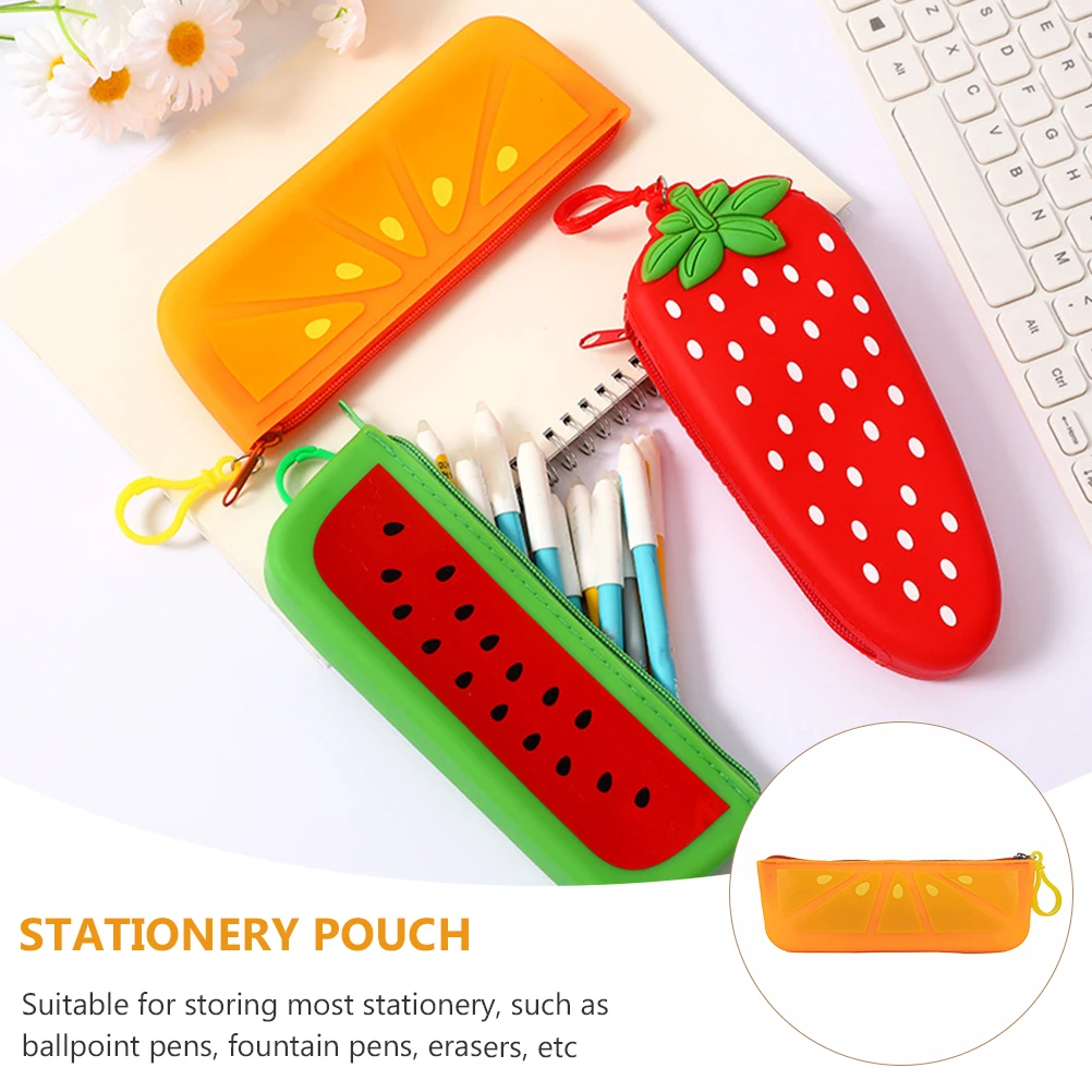 

2Pcs Silicone Pencil Bag Large Capacity Stationery Pouch Student Pen Organizer Zipper Storage Washable