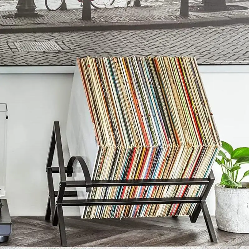 Record Holder Shelf Desktop Organizer Rack Records Display Stand Anti-slip Record Collection Storage For Living Room Study Room