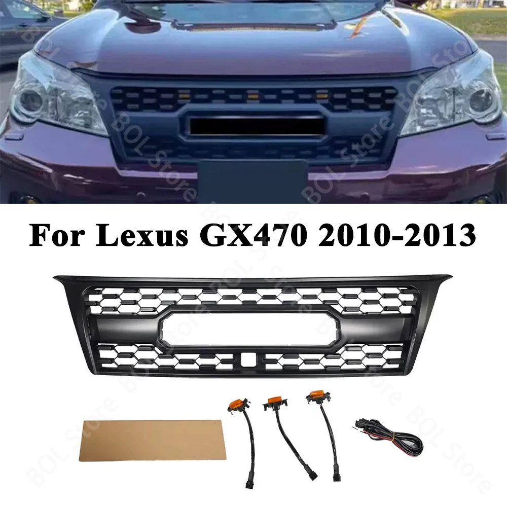 Auto-Frontstoßstangengrill mit LED-Bernsteingrün-Leuchten für Lexus GX470 Grill 2010-2013 Racing Grills Außenzubehör.