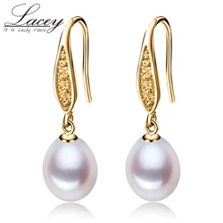 Wedding Freshwater Pearl Earring For Women,Real Gold Plated Natural Pearl Earring 925 Silver Fine Jewelry Gift