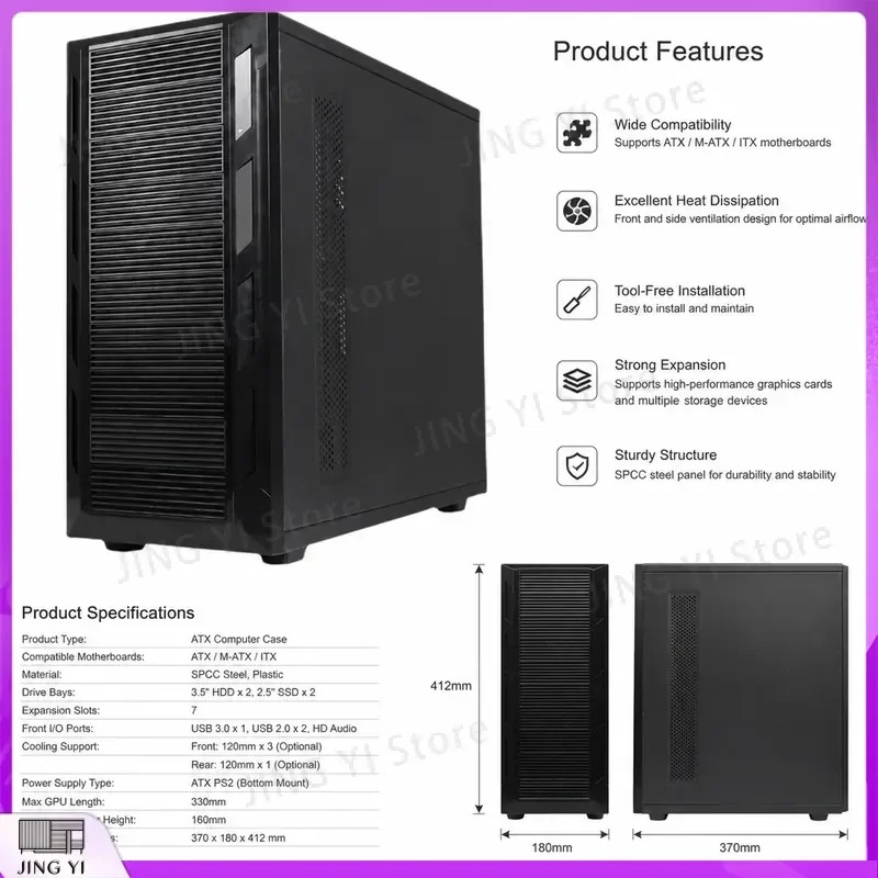 Purple Gaming PC Case Aluminum Panel SGCC Steel Computer Chassis ATX Mid Tower RGB Support Tempered Glass Desktop Housing