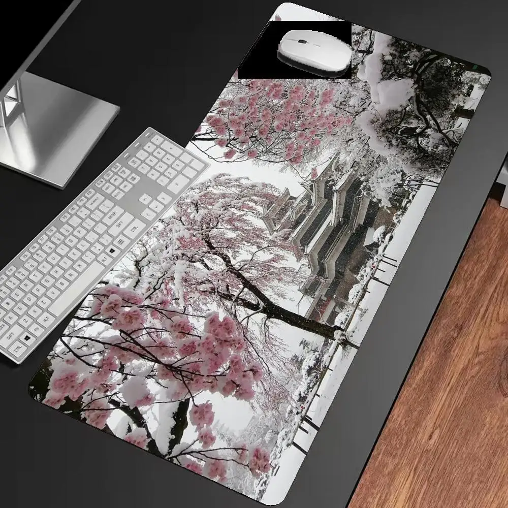 

Snow Cherry Castle Mouse Pad Multi-Size non-slip Gaming mouse pad Gamer E-Sports Mouse Mat Game Mechanical Keyboard XXL Desk Mat