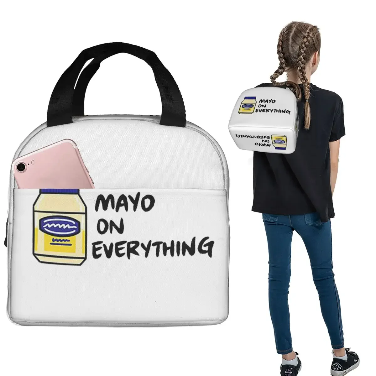 Mayo (Mayonnaise) On Everything Insulated Lunch Bag for Women Children Portable Food Boxes Thermal Lunch Box Tote