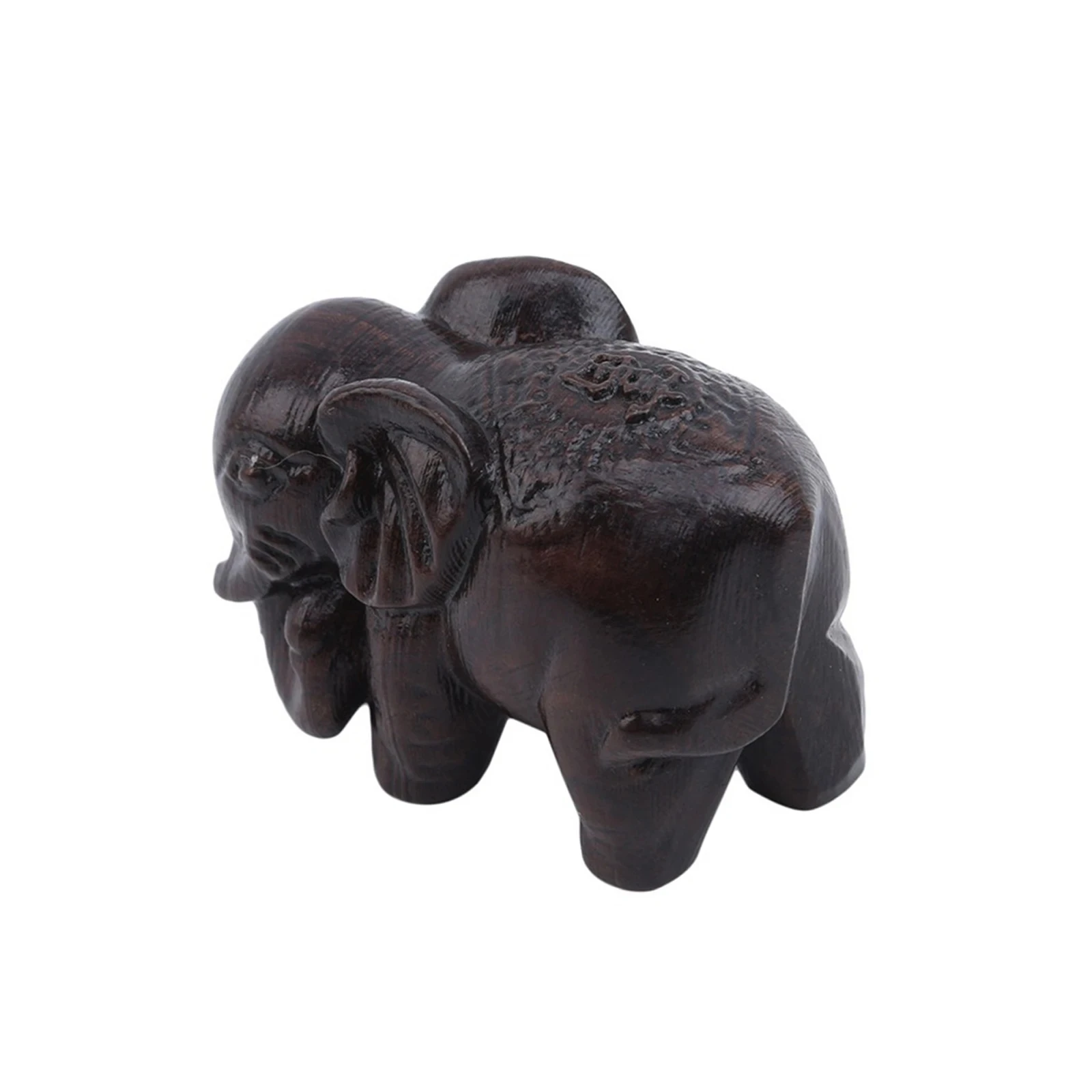 Small Wood Elephant Figurine,Miniature Wooden Carving Lucky Elephant Animal Ornaments For Living Room Home Decoration gift