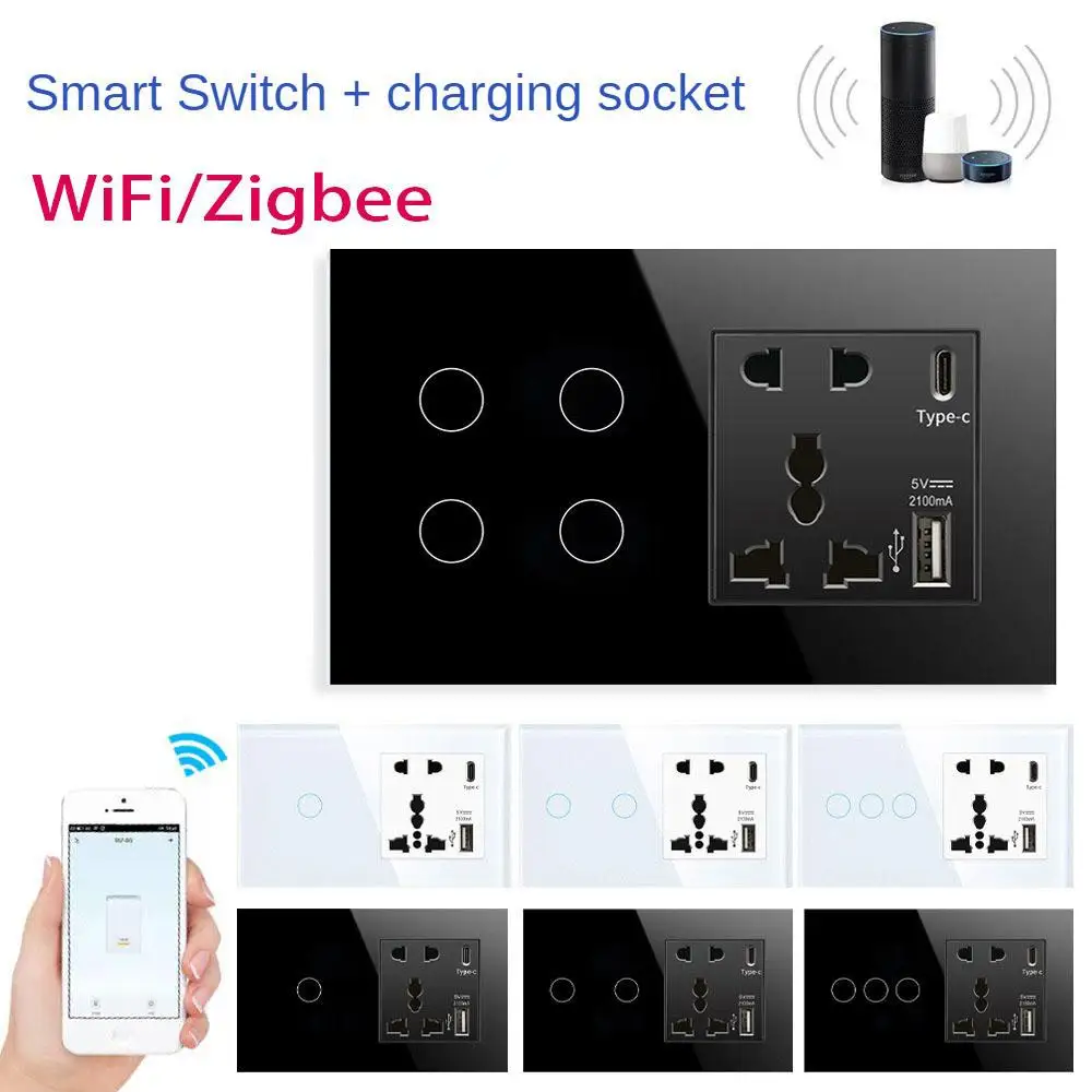 Tuya Smart Switch Modern Seamless Integration With Systems Easy Installation Multi-function Socket And Usb Port