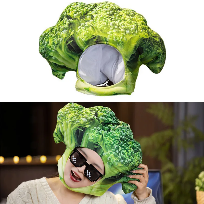 Broccoli Headgear Hat Plush Vegetable Photo Props Cartoon Headgear Props