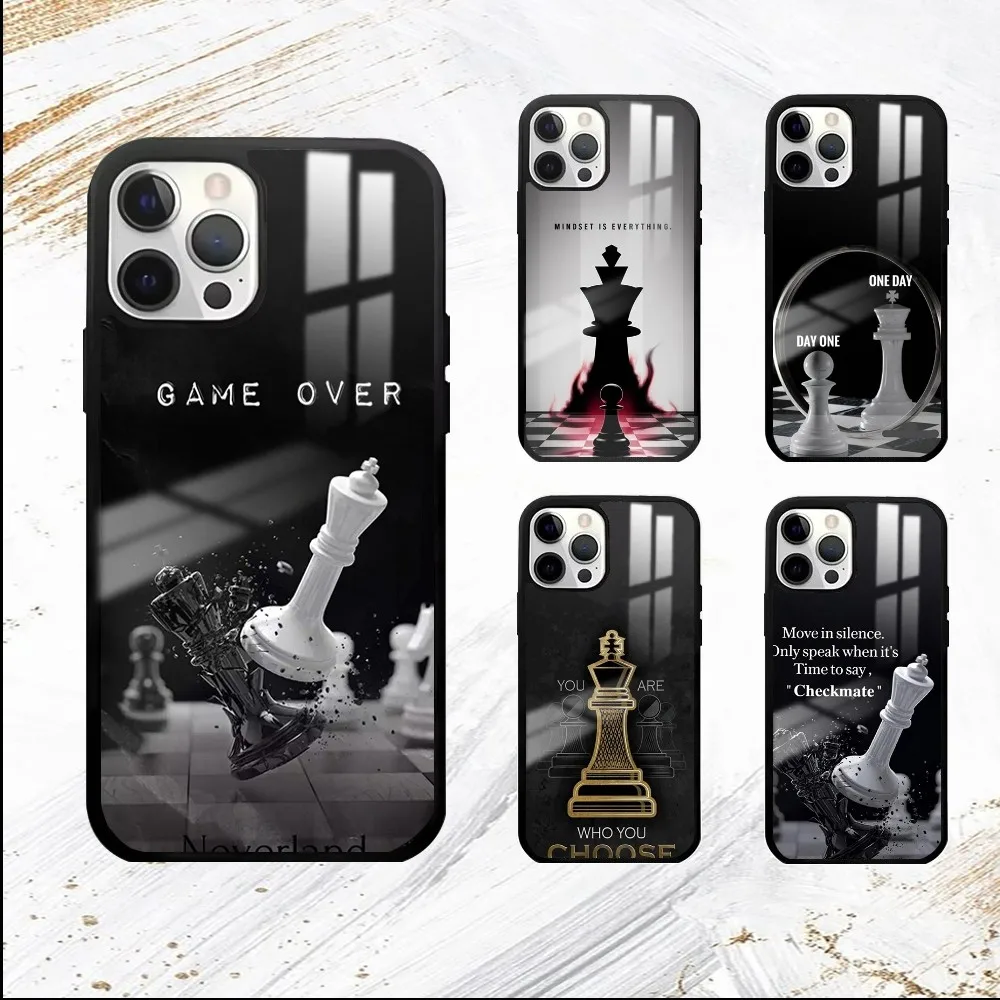 Competitive Chess Game Phone Case For iPhone 16 15 14 13 12 11 Pro Max Plus Mini PC Fashion High Quality mirror phone case