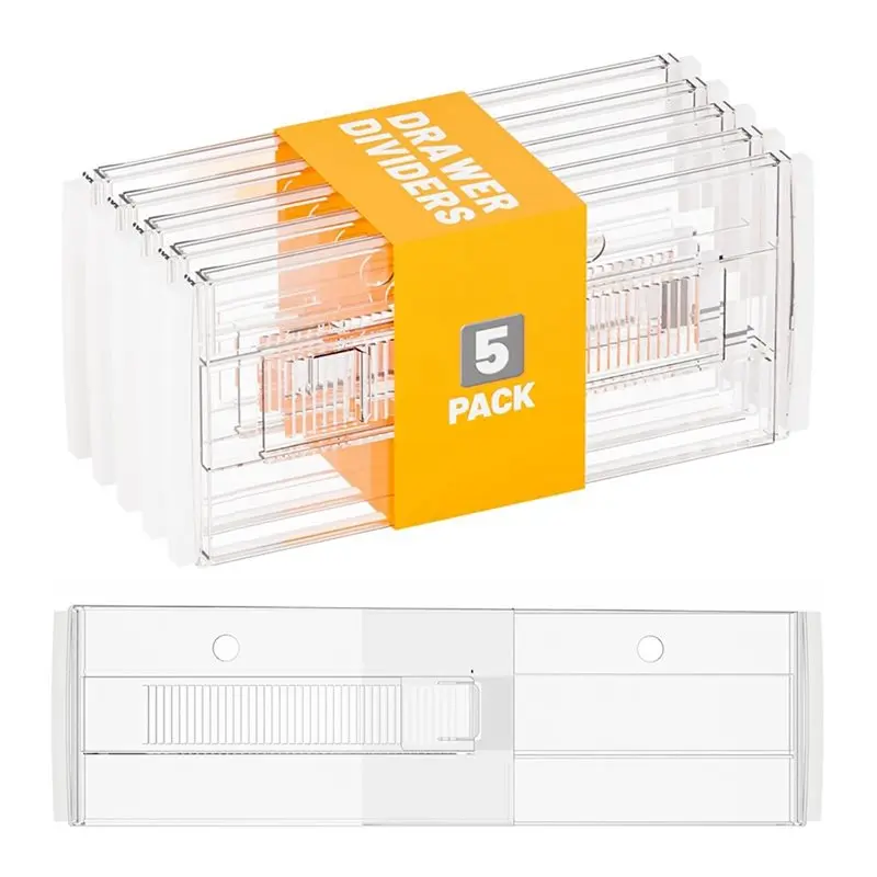 

Разделители для ящиков BHTS-5 Pack, для больших и глубоких ящиков, регулируемые и расширяемые, 12,3-18 дюймов, органайзер для ящиков комода