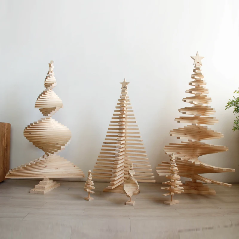 

Деревянный светящийся вращающийся елочный орнамент ручной работы, украшение для торгового центра, окна, фестиваль, украшение для отеля