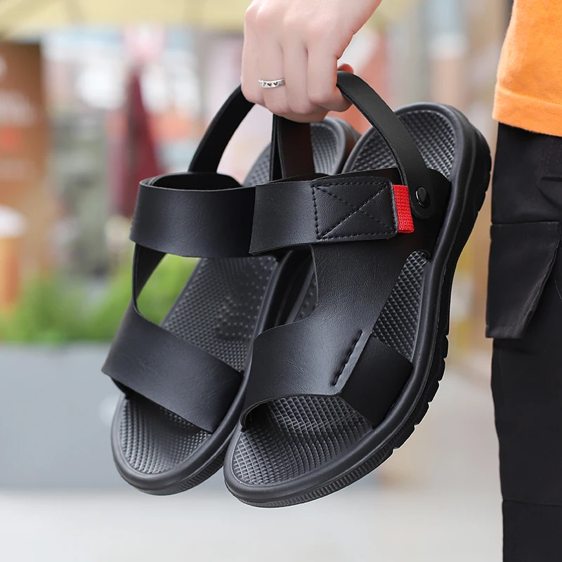 

YRZL Mens Sandals Summer Leisure Beach Holiday Outdoor Male Retro Comfortable Casual Big Size 38-47 PVC Sandals for Men